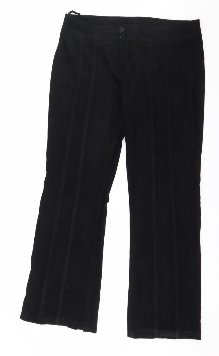 New Look Womens Black Velour Trousers Size 16 L31 in