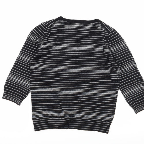 Marks and Spencer Womens Beige Striped Knit Basic T-Shirt Size 12