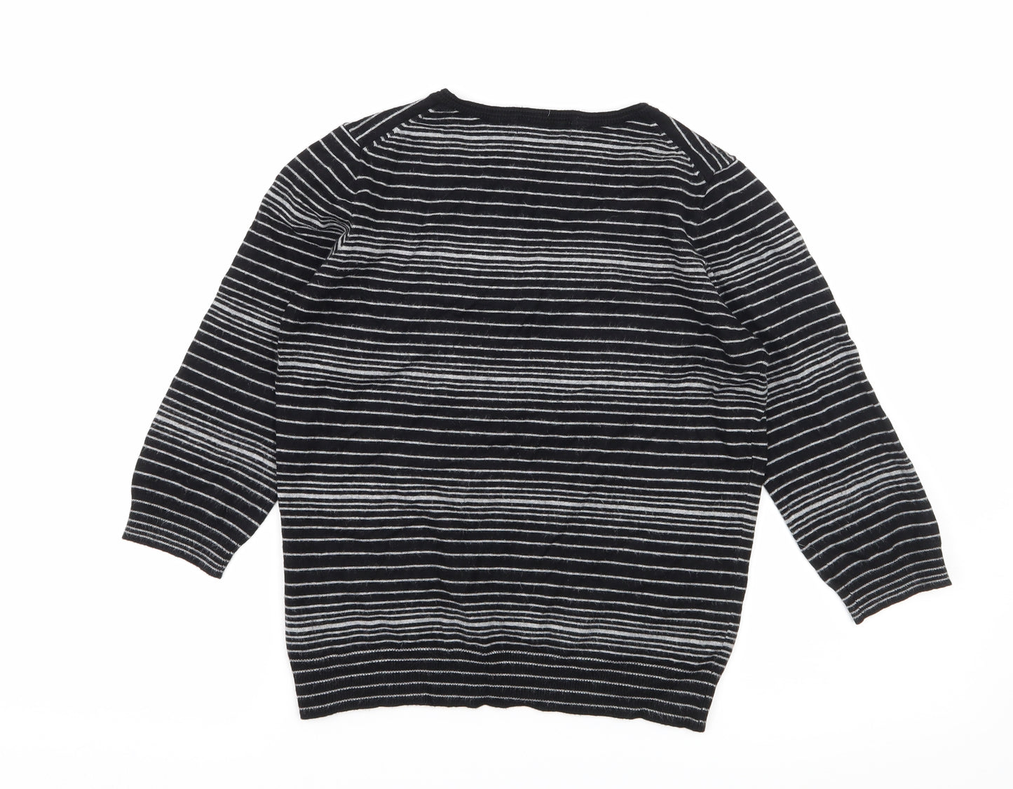 Marks and Spencer Womens Beige Striped Knit Basic T-Shirt Size 12