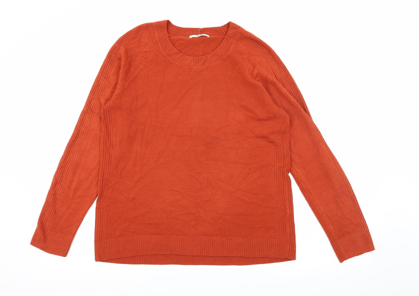 TU Womens Orange  Knit Pullover Jumper Size 12