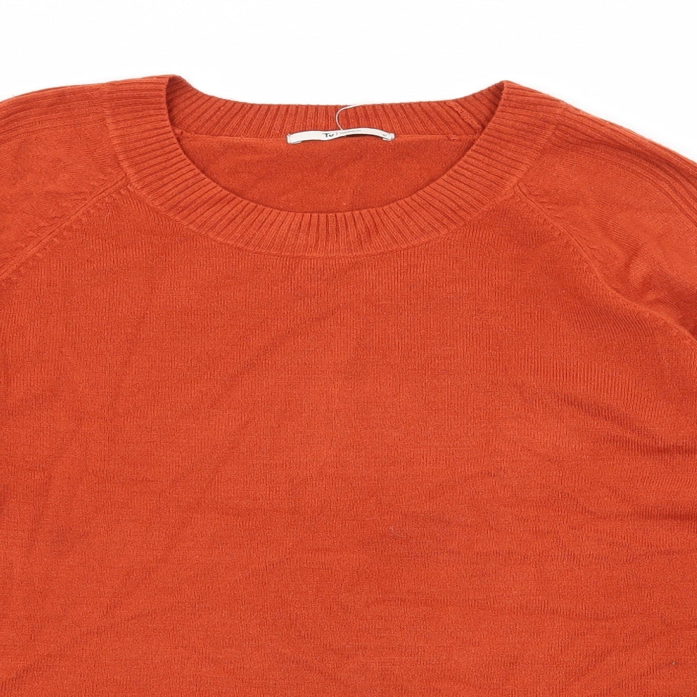TU Womens Orange  Knit Pullover Jumper Size 12