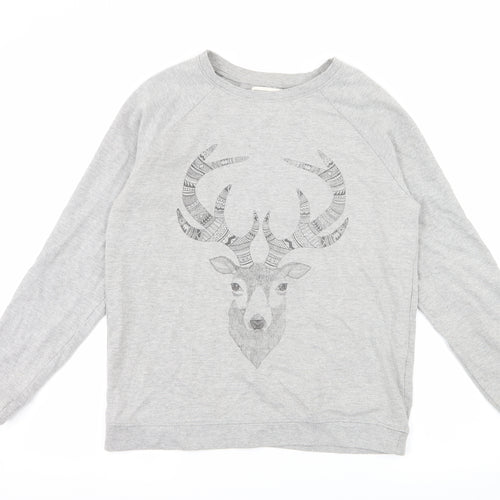 Brat & Suzie Womens Grey  Jersey Pullover Sweatshirt Size M  - Deer