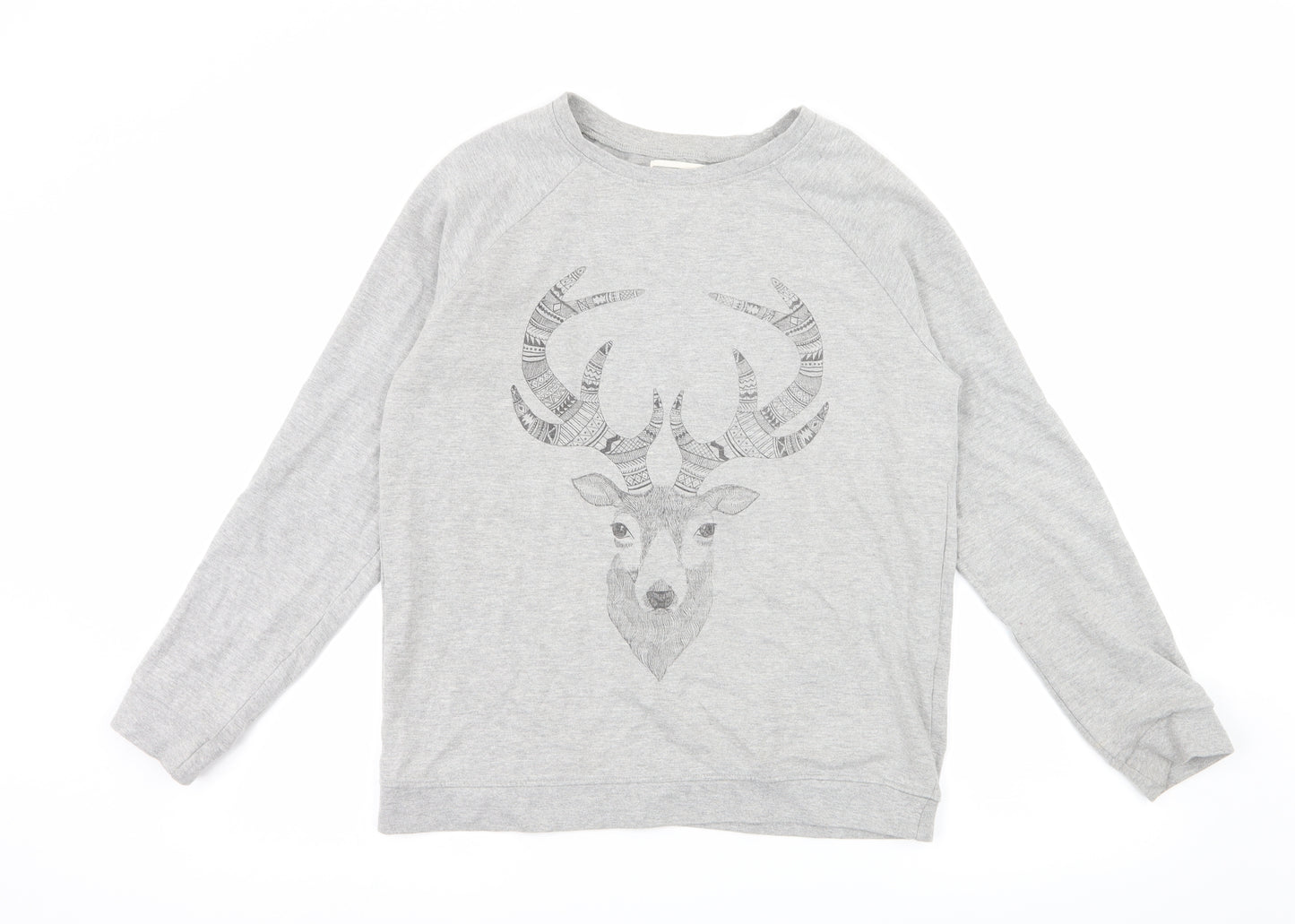 Brat & Suzie Womens Grey  Jersey Pullover Sweatshirt Size M  - Deer