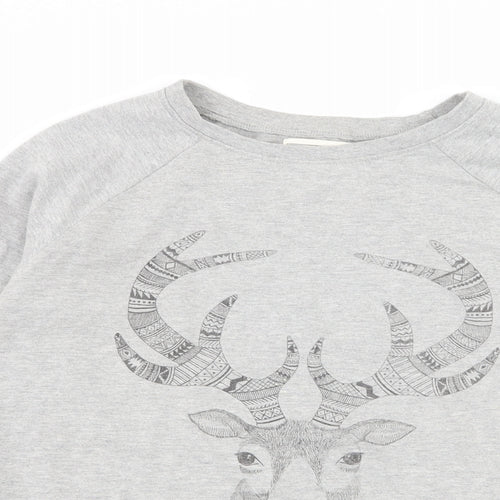 Brat & Suzie Womens Grey  Jersey Pullover Sweatshirt Size M  - Deer