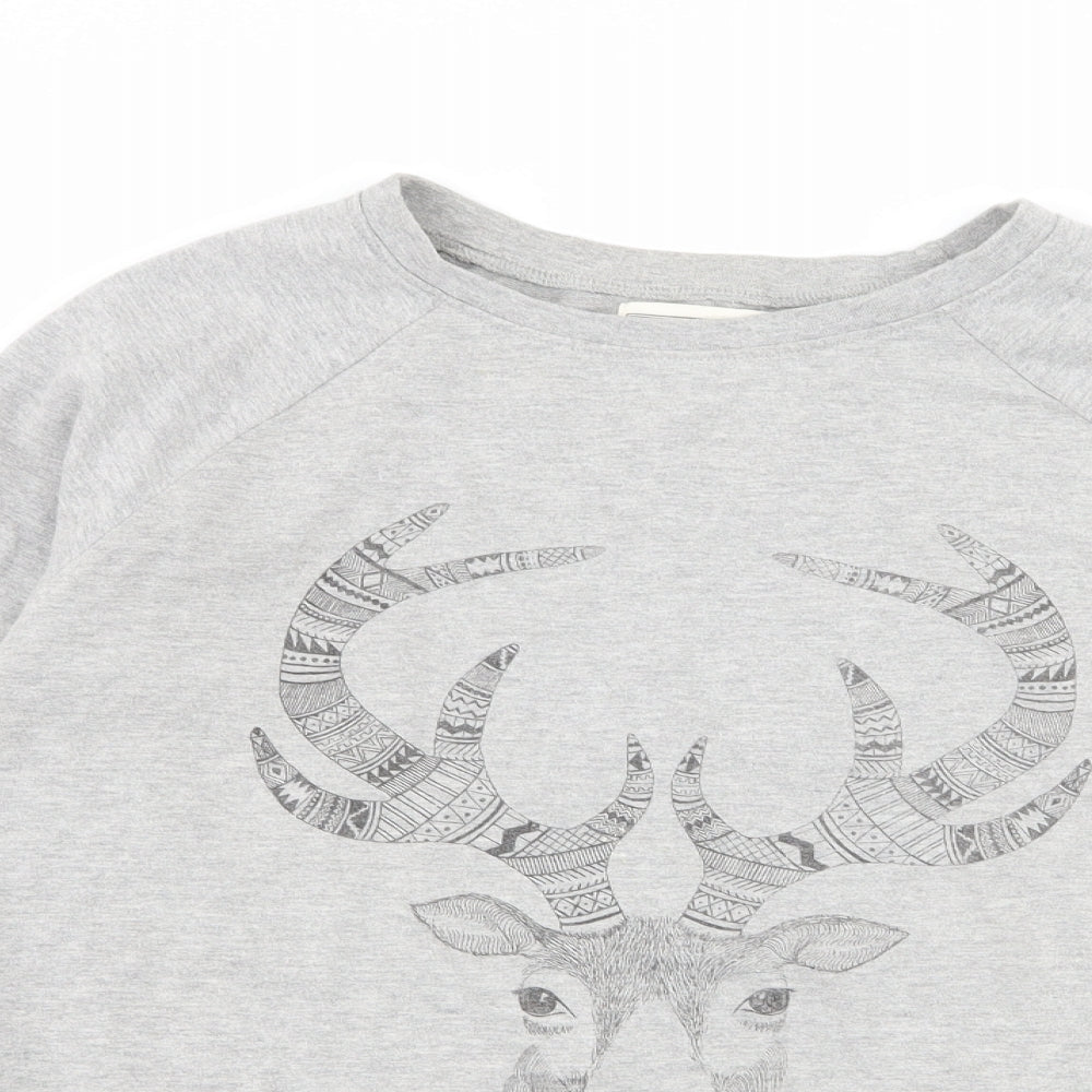 Brat & Suzie Womens Grey  Jersey Pullover Sweatshirt Size M  - Deer