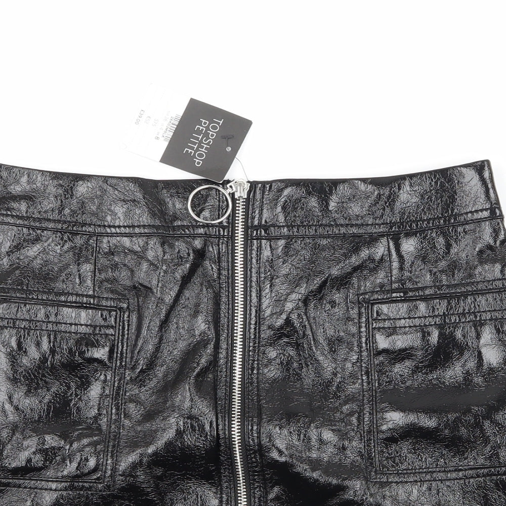 Topshop Womens Black   A-Line Skirt Size 8
