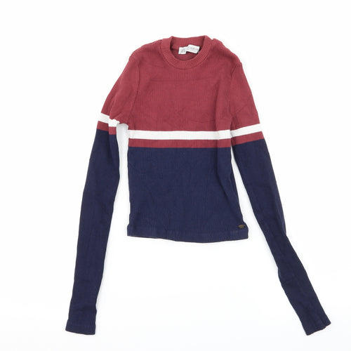 Pull&Bear Womens Multicoloured Striped Jersey Basic T-Shirt Size M