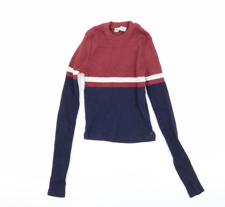 Pull&Bear Womens Multicoloured Striped Jersey Basic T-Shirt Size M