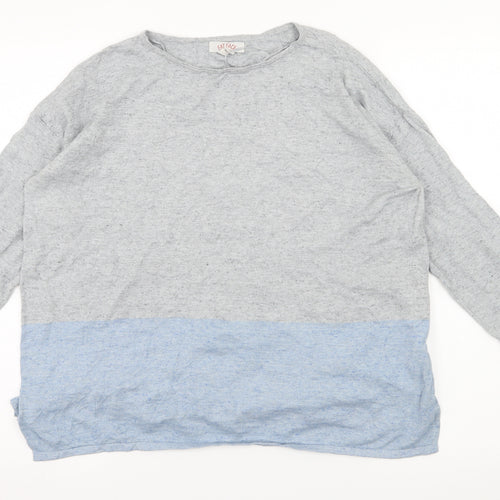Fat Face Womens Grey Striped Jersey Basic T-Shirt Size 14