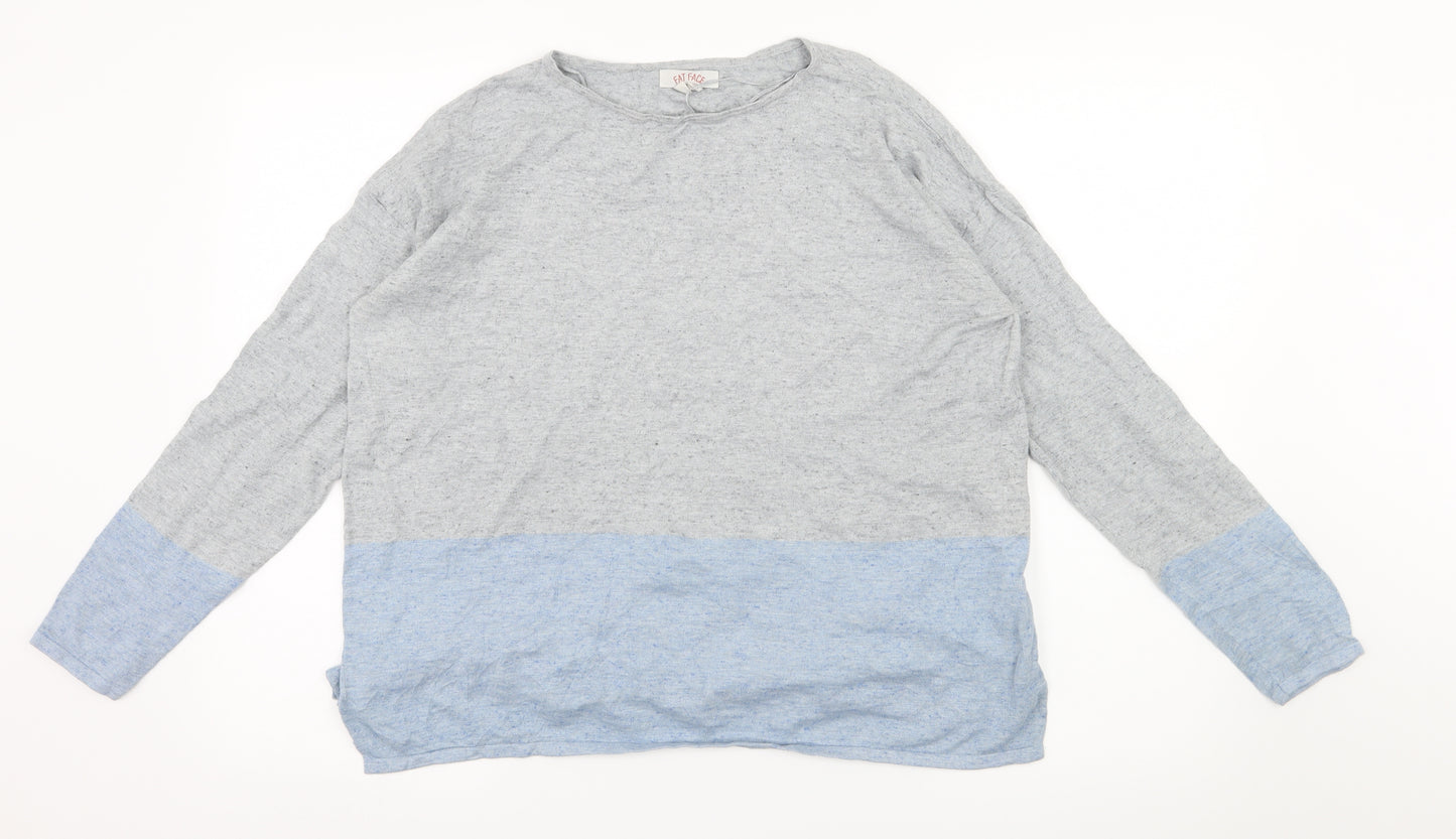 Fat Face Womens Grey Striped Jersey Basic T-Shirt Size 14