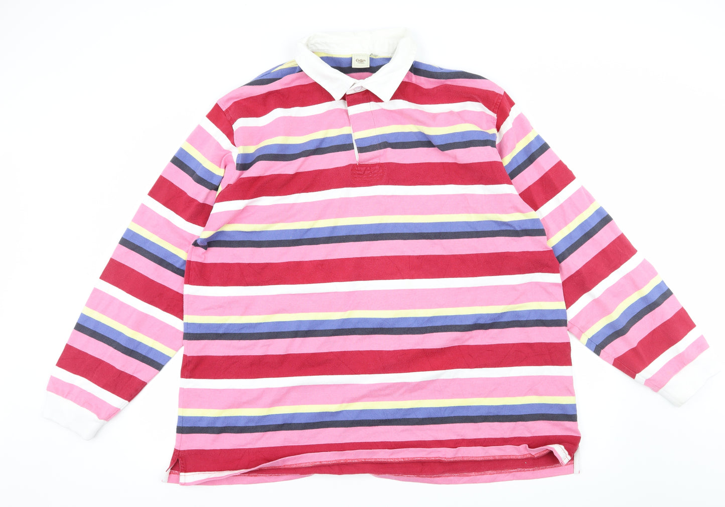 Cotton Traders Mens Pink Striped Jersey  Button-Up Size 3XL