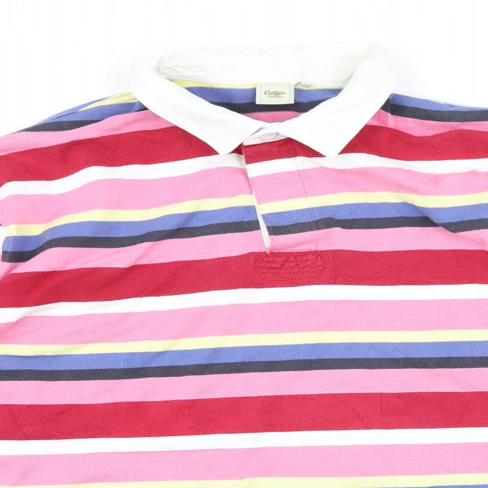 Cotton Traders Mens Pink Striped Jersey  Button-Up Size 3XL