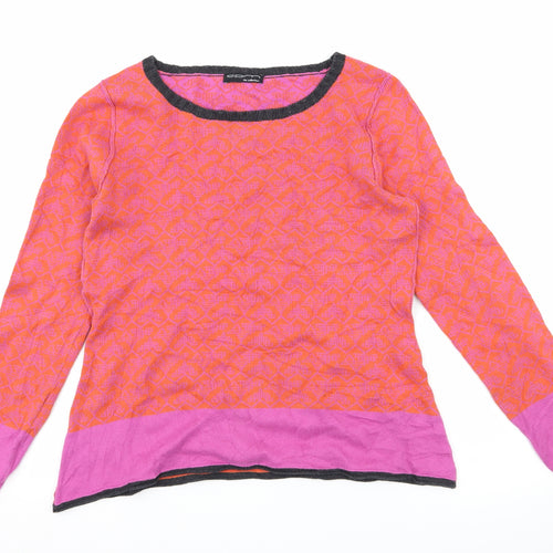 CPM Collection Womens Orange Floral Knit Pullover Jumper Size 10
