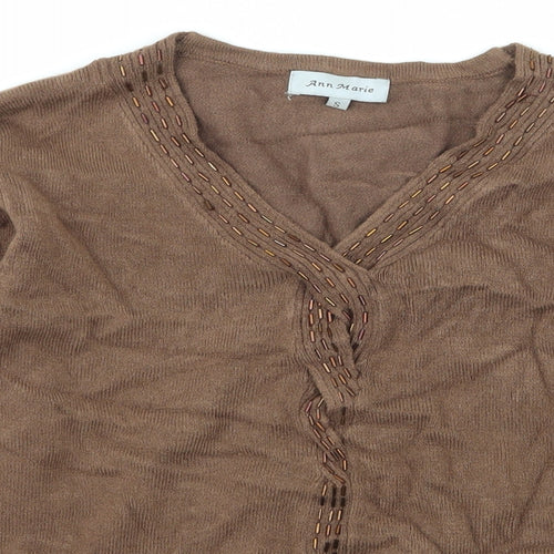 Ann Marie Womens Brown  Knit Pullover Jumper Size S