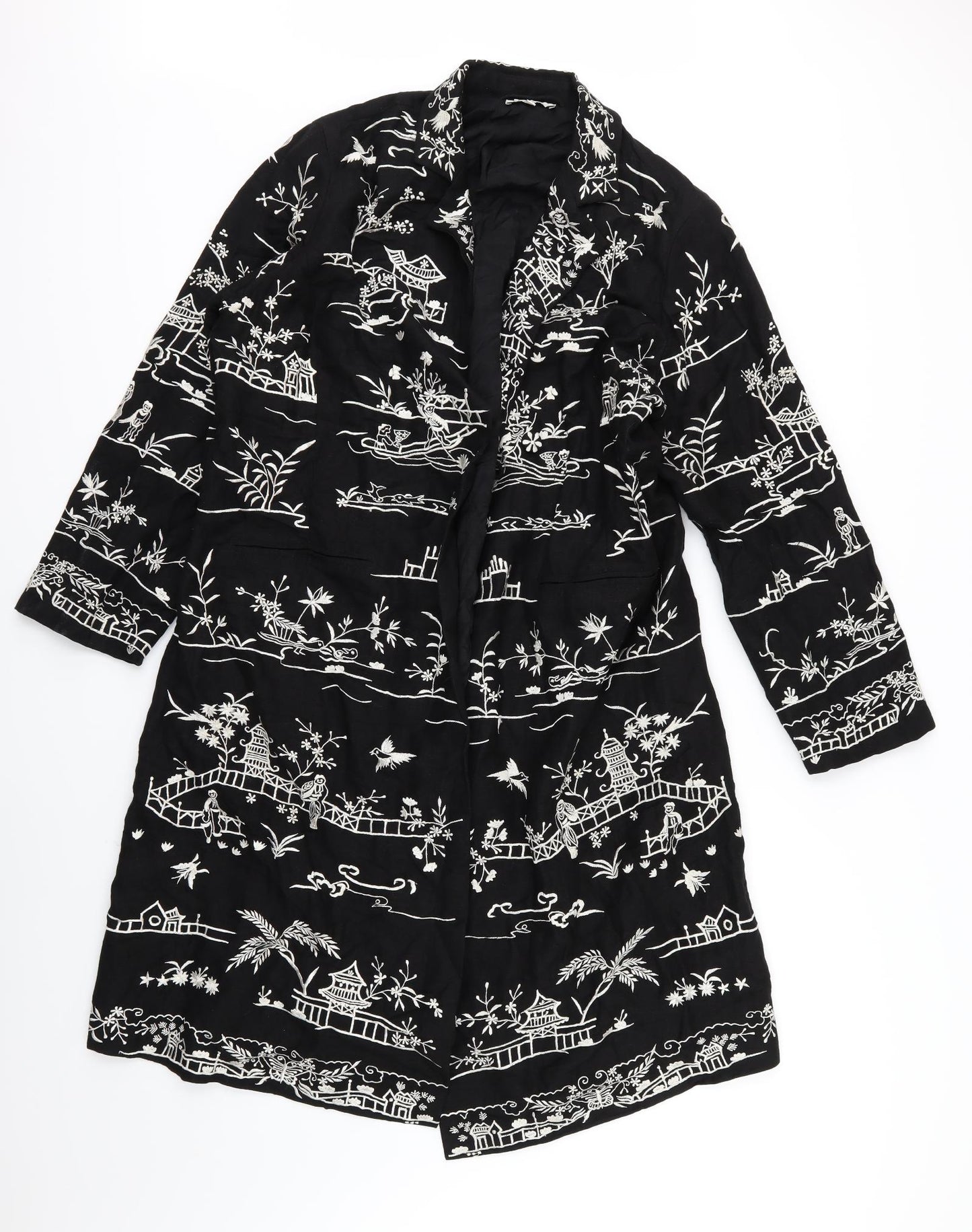 EAST Womens Black Floral  Jacket Blazer Size 18