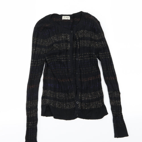 NEXT Girls Black Striped Knit Cardigan Jumper Size 10 Years