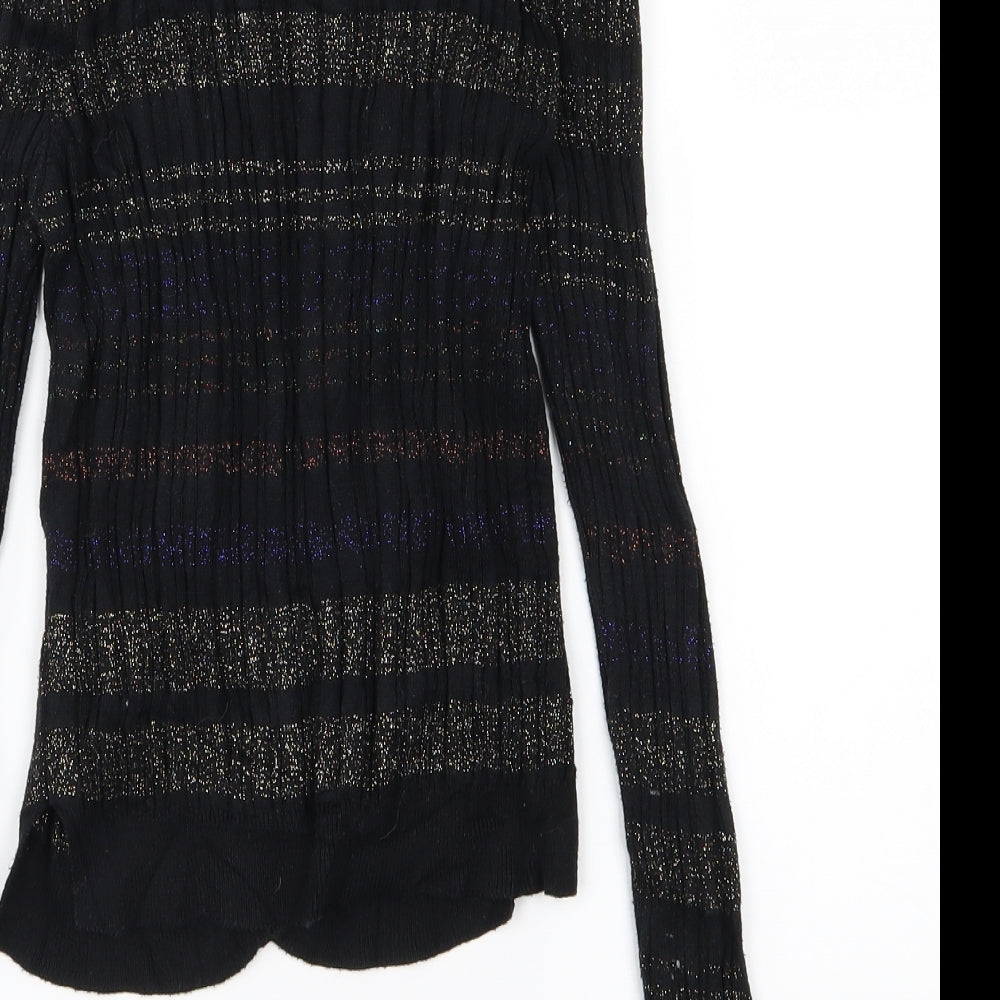 NEXT Girls Black Striped Knit Cardigan Jumper Size 10 Years