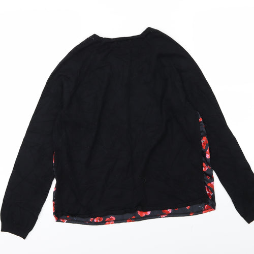 Papaya Womens Black Floral Knit Pullover Jumper Size 12