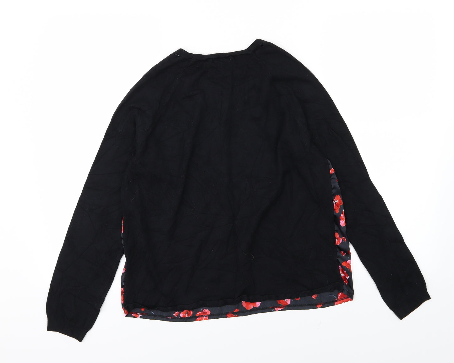 Papaya Womens Black Floral Knit Pullover Jumper Size 12