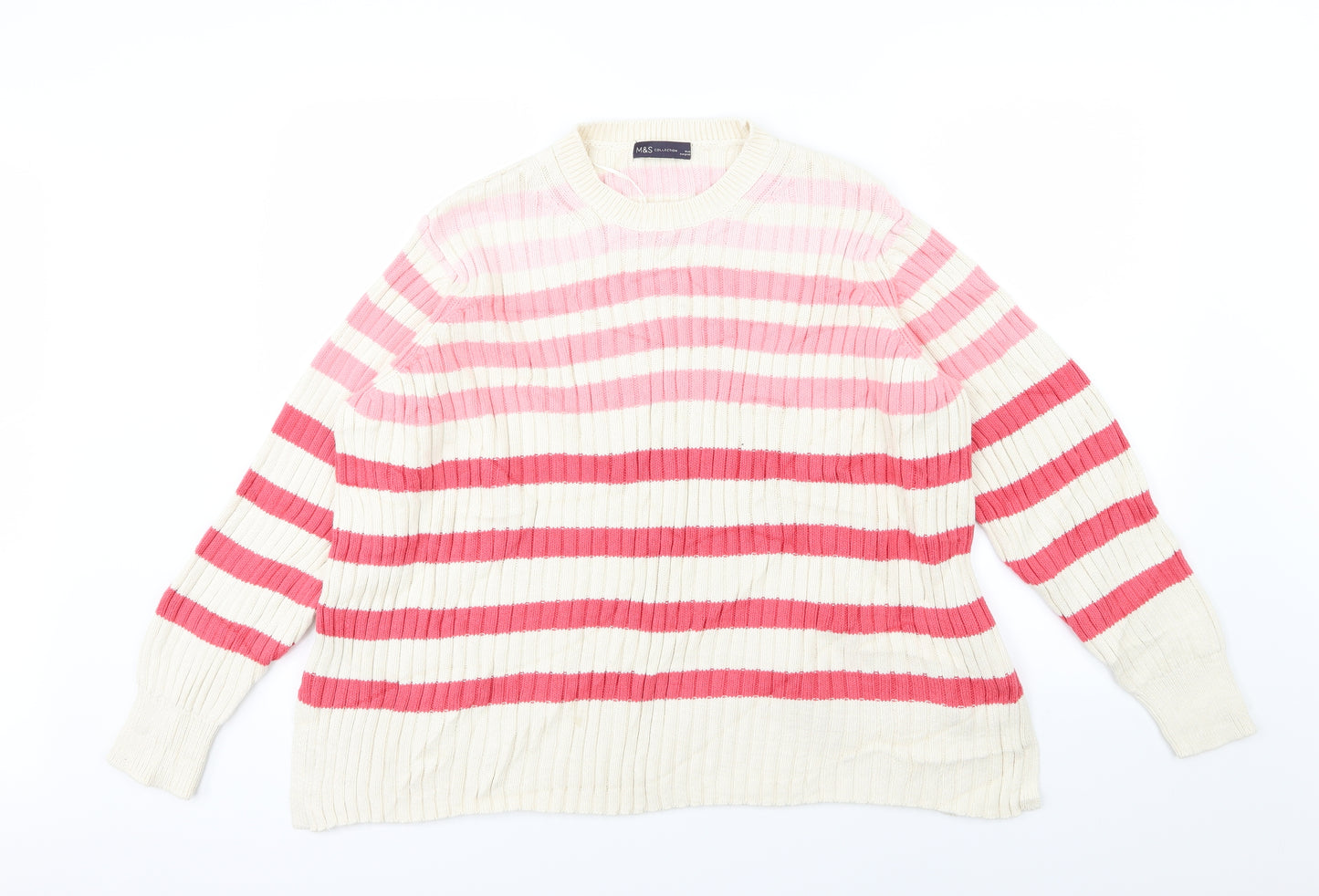 Marks and Spencer Womens Ivory Striped Knit Pullover Jumper Size 18