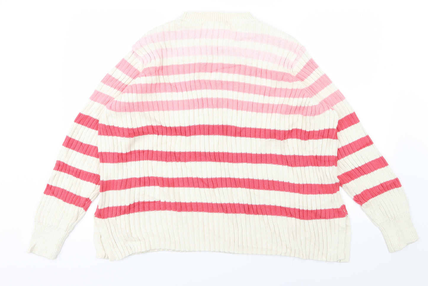 Marks and Spencer Womens Ivory Striped Knit Pullover Jumper Size 18