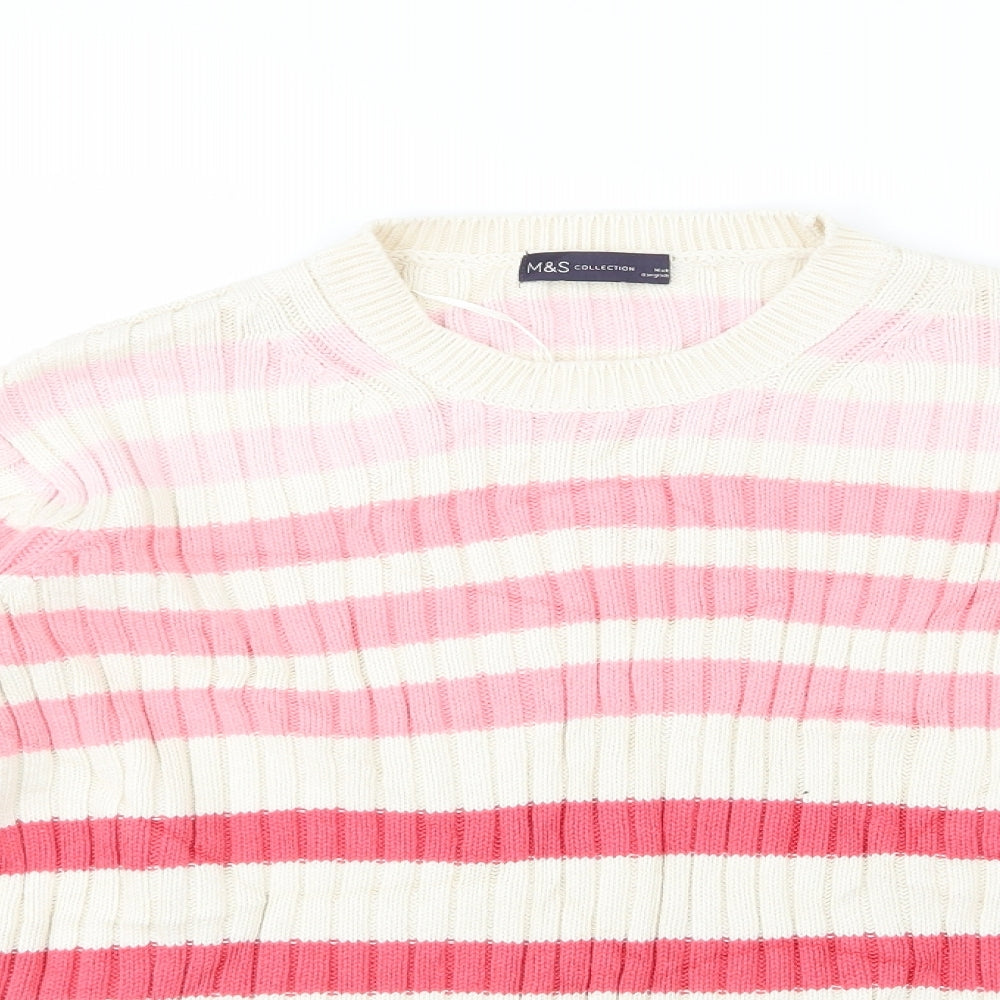 Marks and Spencer Womens Ivory Striped Knit Pullover Jumper Size 18