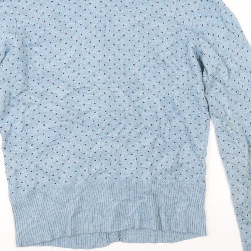 White Stuff Womens Blue Polka Dot Knit Cardigan Jumper Size 14