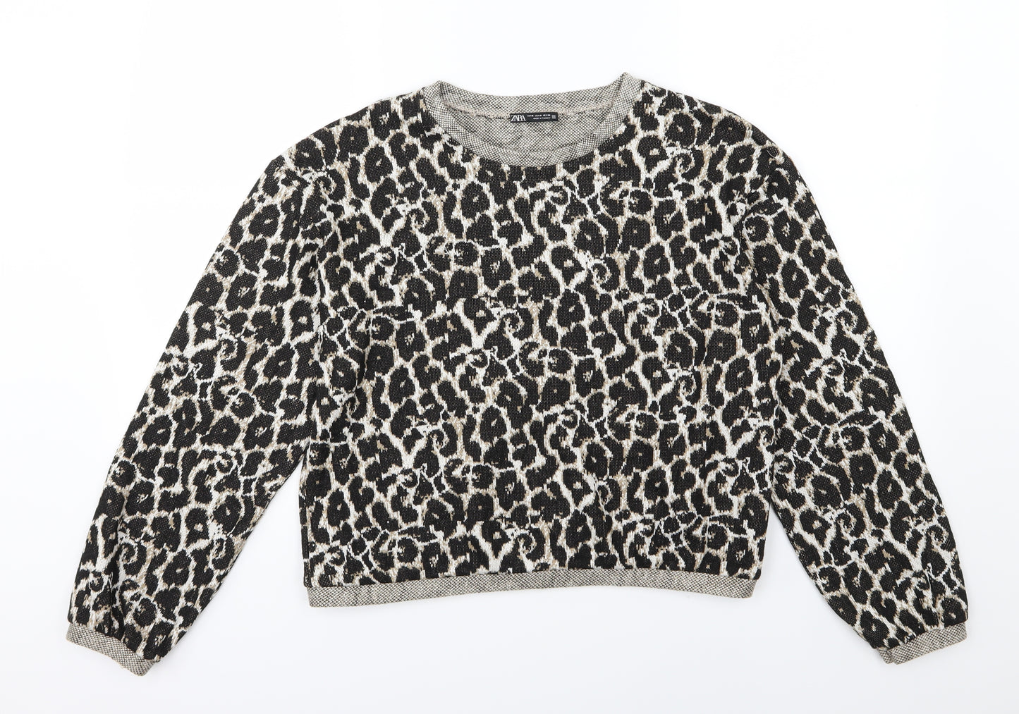 Zara Womens Multicoloured Animal Print Knit Pullover Jumper Size M