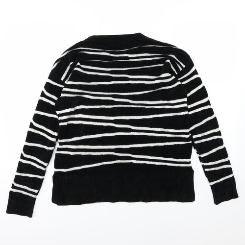 Papaya Womens Black Striped Knit Pullover Jumper Size M