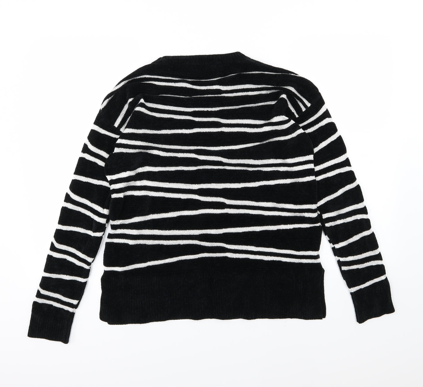 Papaya Womens Black Striped Knit Pullover Jumper Size M