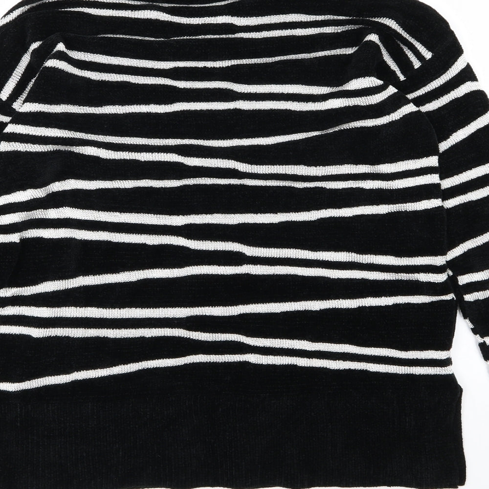 Papaya Womens Black Striped Knit Pullover Jumper Size M