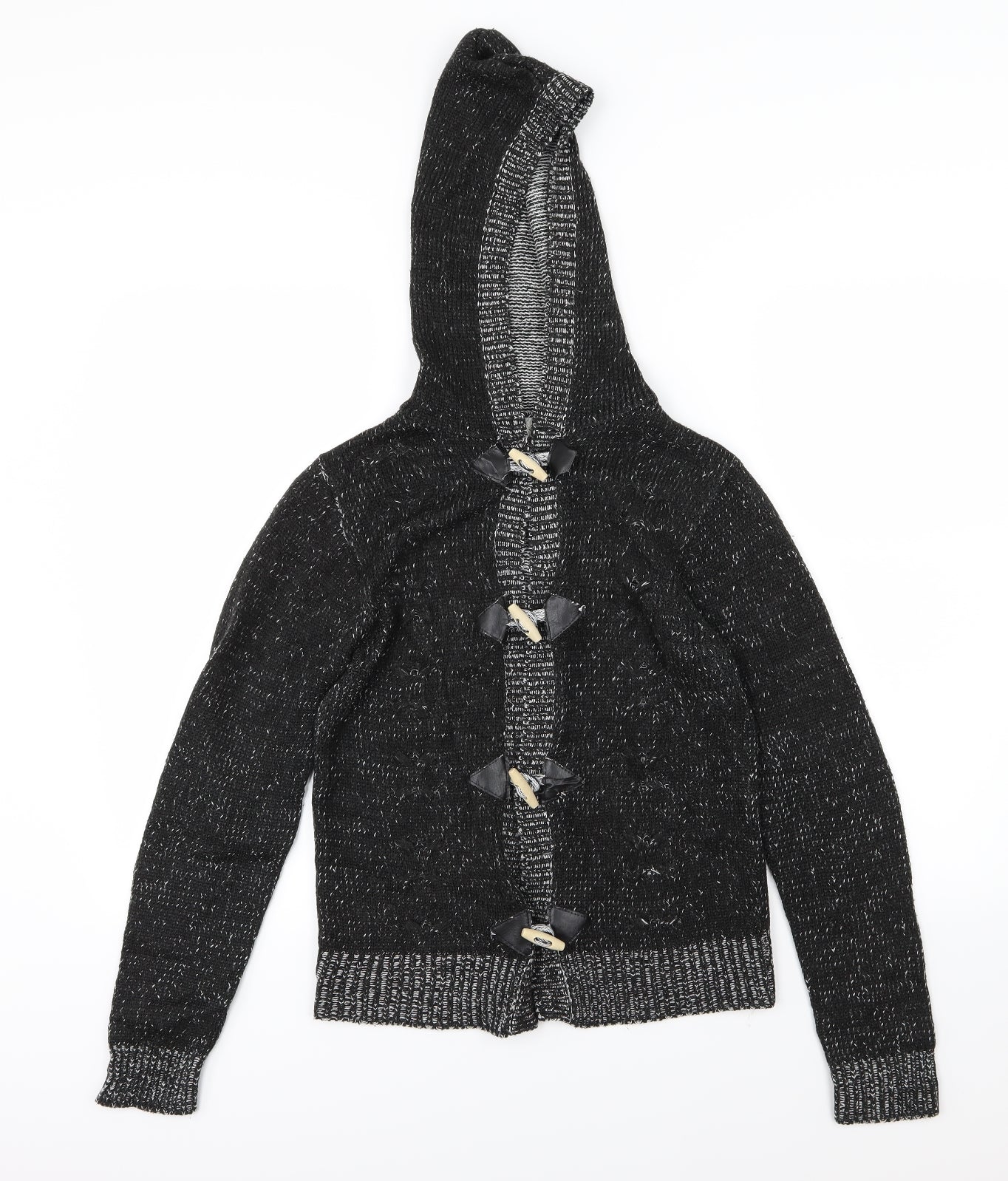 Miss Fiori Womens Black  Knit Cardigan Hoodie Size 10