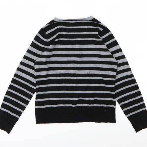 BHS Womens Grey Striped Knit Pullover Jumper Size 10
