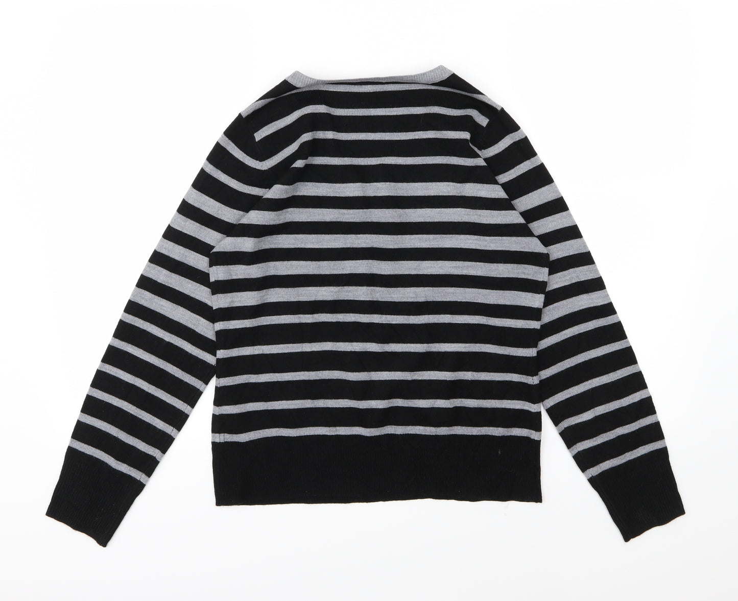 BHS Womens Grey Striped Knit Pullover Jumper Size 10