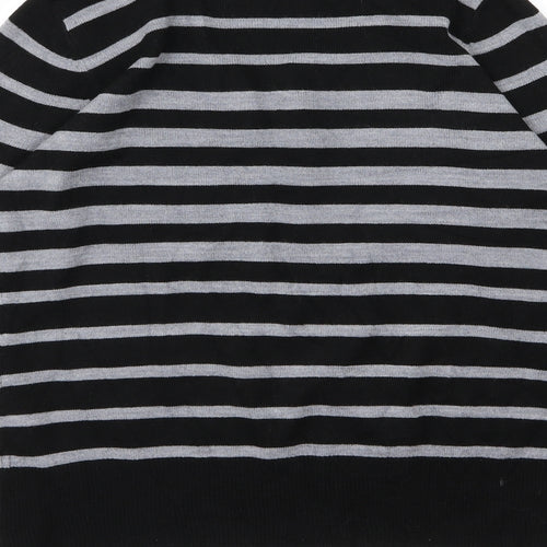 BHS Womens Grey Striped Knit Pullover Jumper Size 10