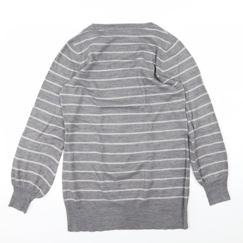 TU Womens Grey Striped Knit Pullover Jumper Size 14
