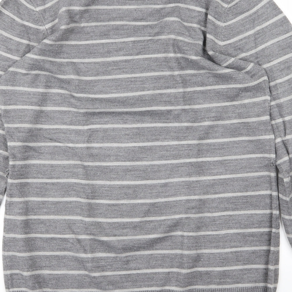 TU Womens Grey Striped Knit Pullover Jumper Size 14