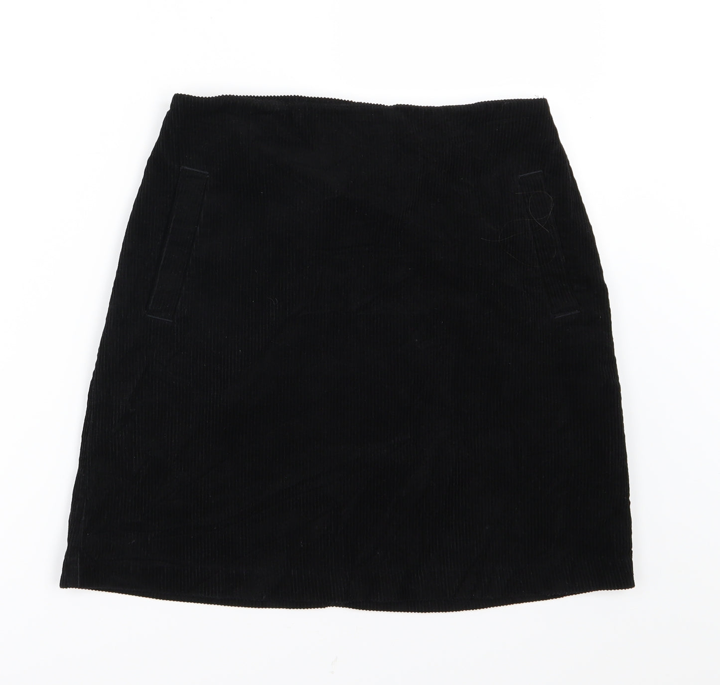 New Look Womens Black  Corduroy A-Line Skirt Size 8