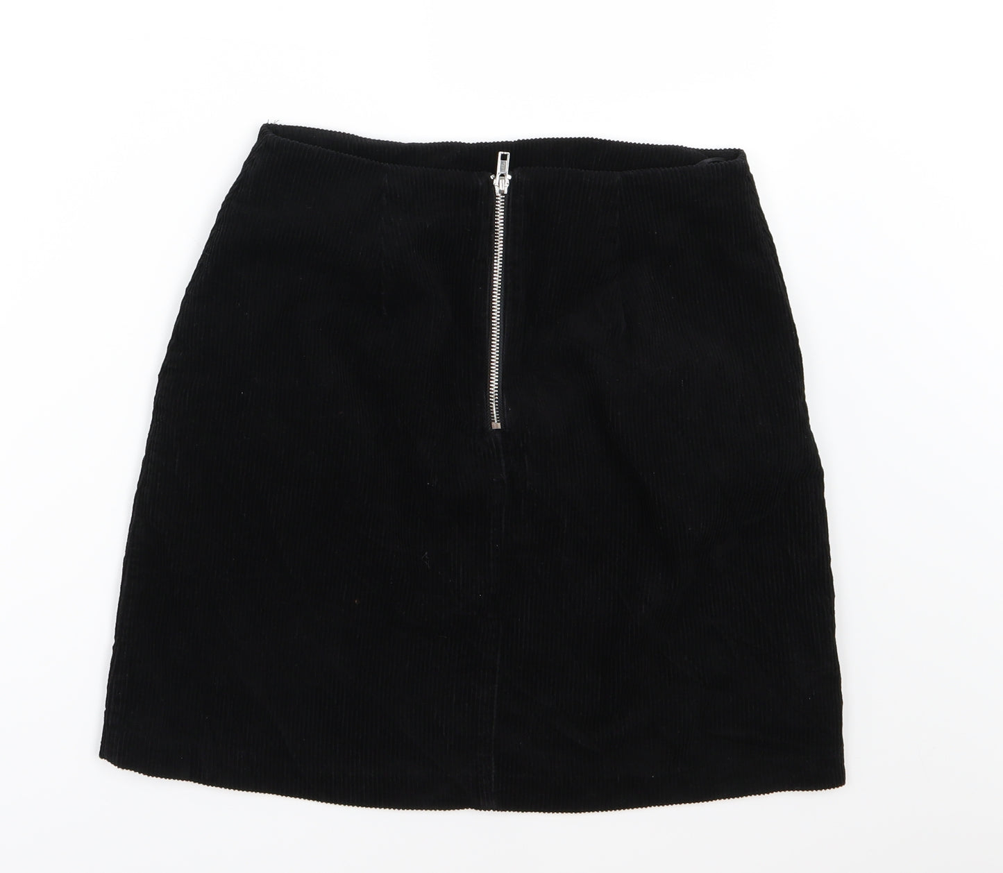 New Look Womens Black  Corduroy A-Line Skirt Size 8