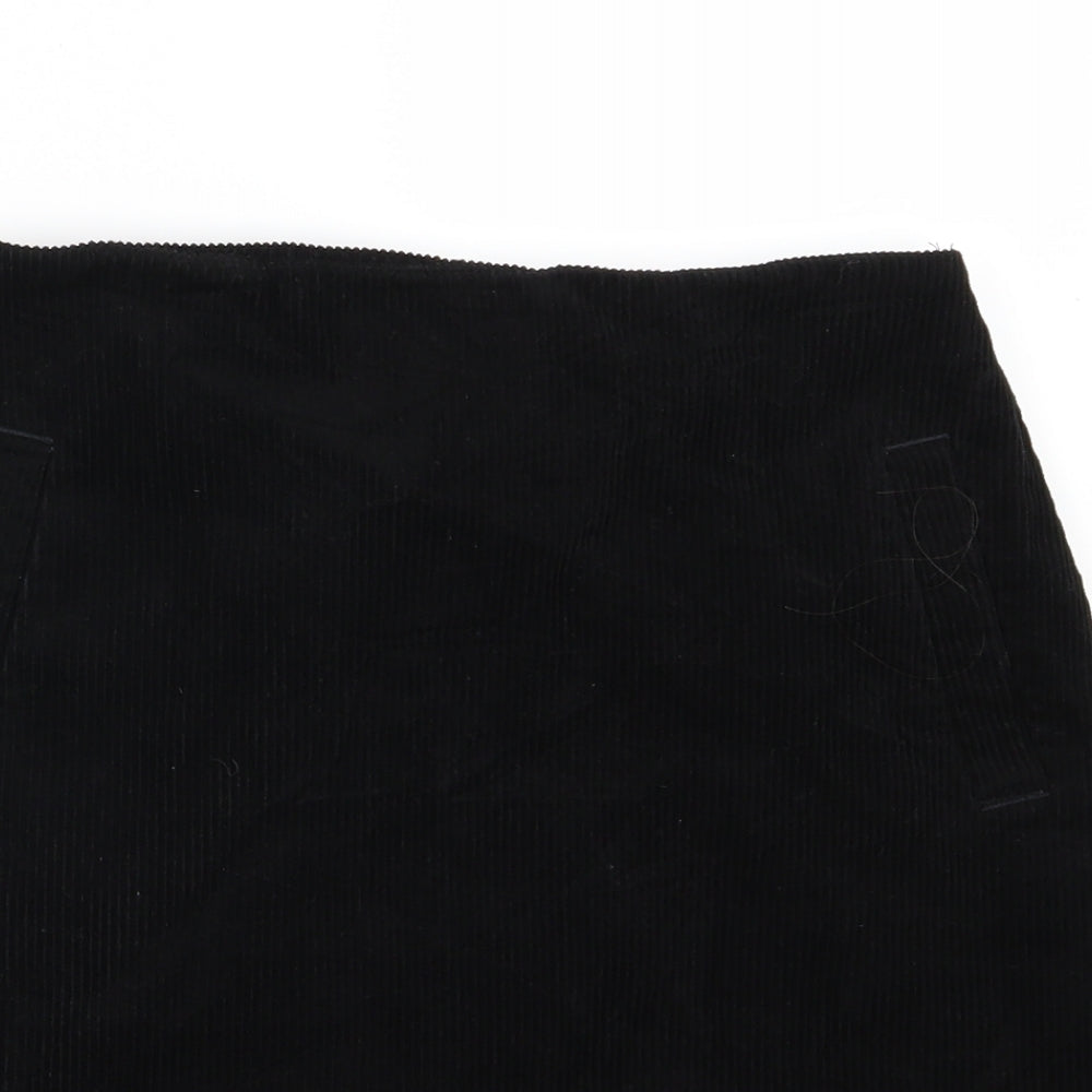 New Look Womens Black  Corduroy A-Line Skirt Size 8