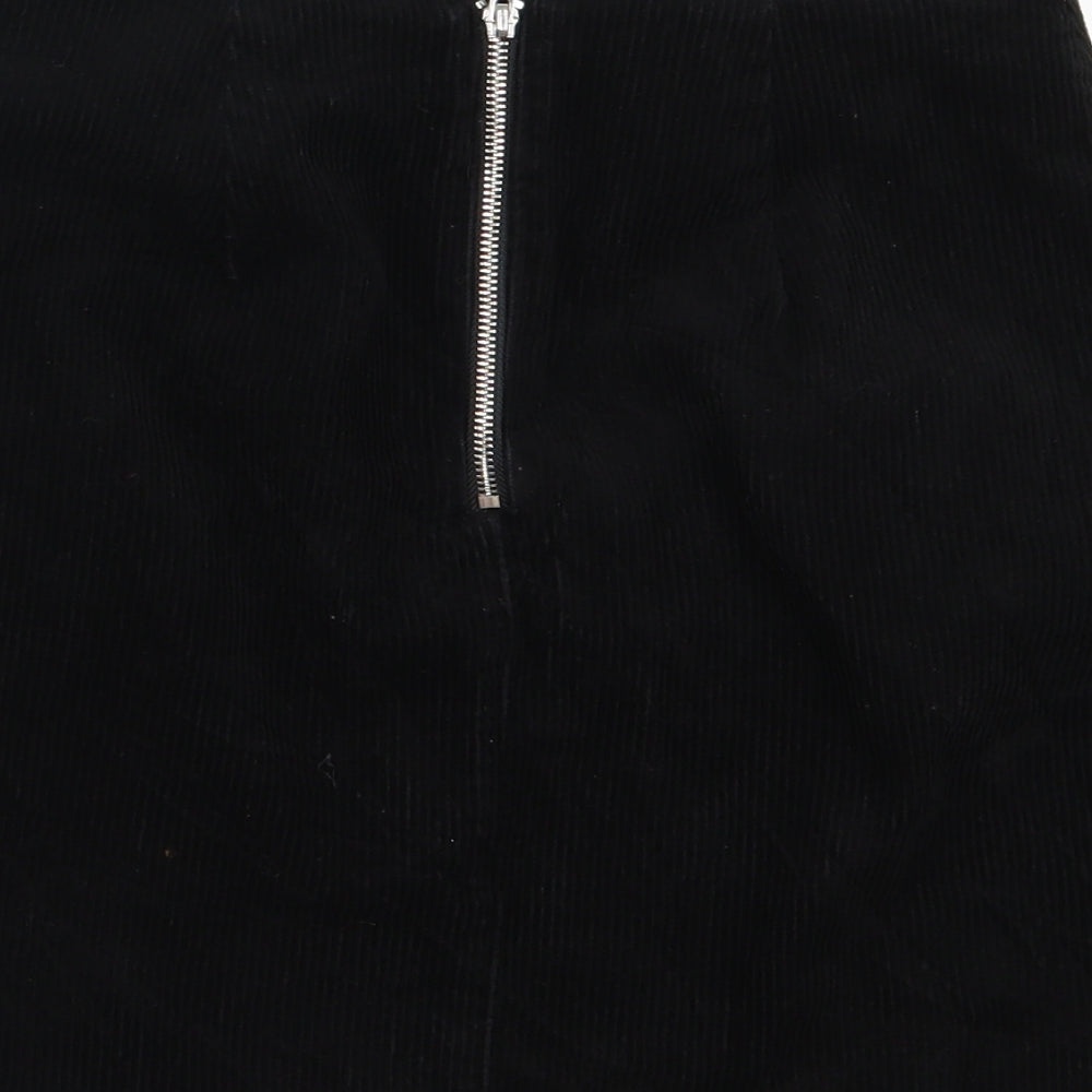 New Look Womens Black  Corduroy A-Line Skirt Size 8
