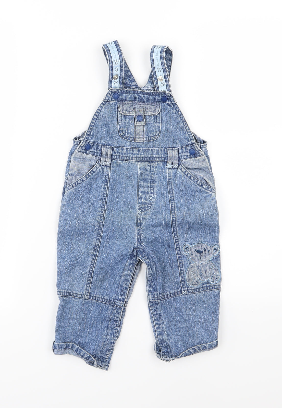 Little bundle Boys Blue  Denim Dungaree Outfit/Set Size 9-12 Months  - Bear