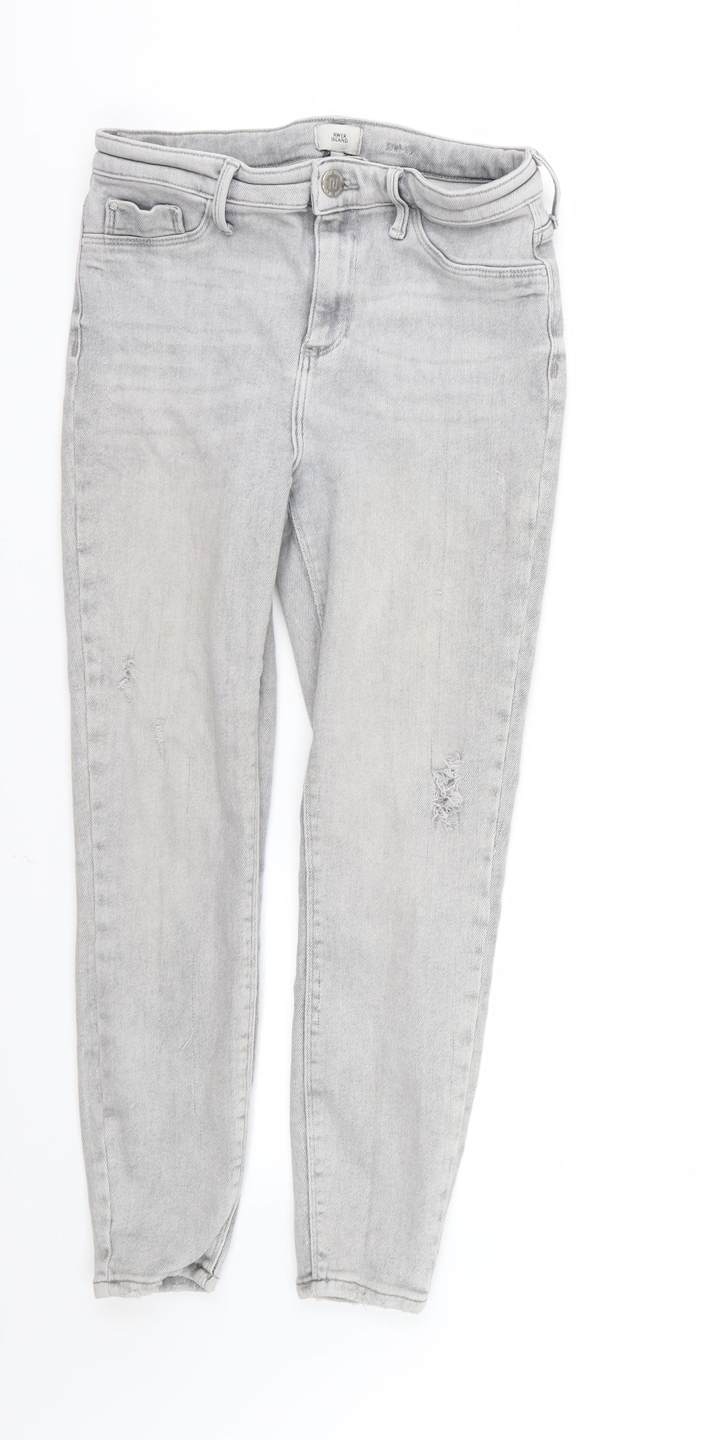 River Island Womens Grey  Denim Skinny Jeans Size 14 L24 in - Molly