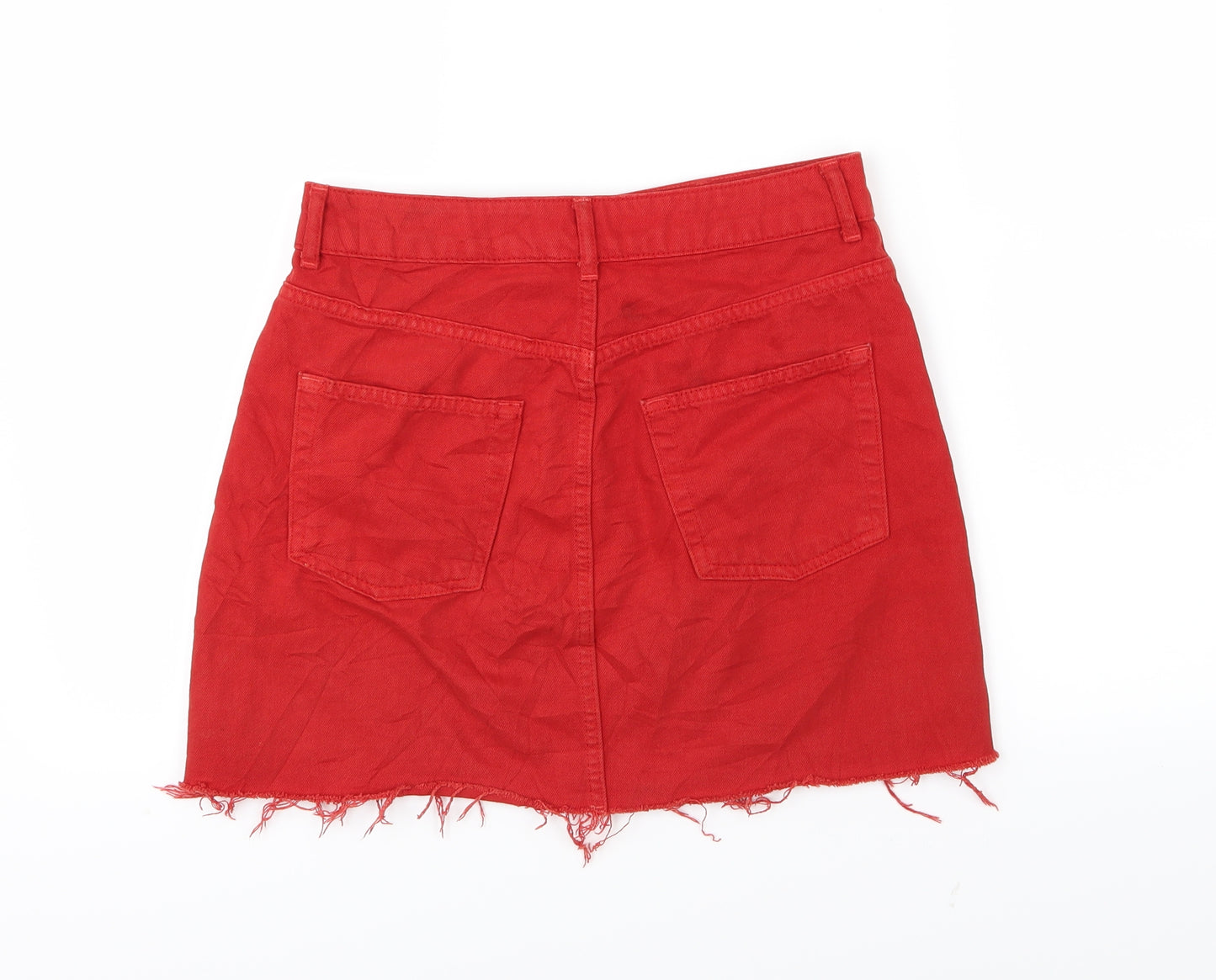 Topshop Womens Red  Denim A-Line Skirt Size 10