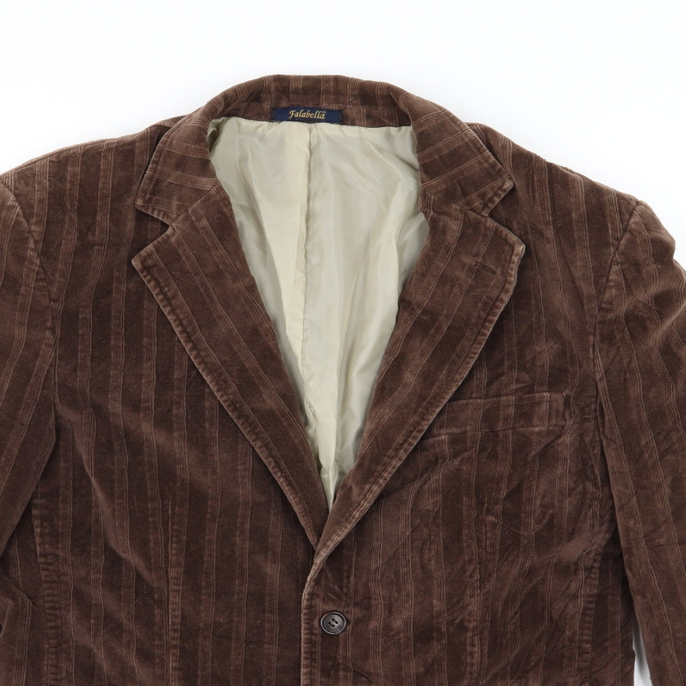 Falabella Mens Brown Striped Corduroy Jacket Suit Jacket Size 38