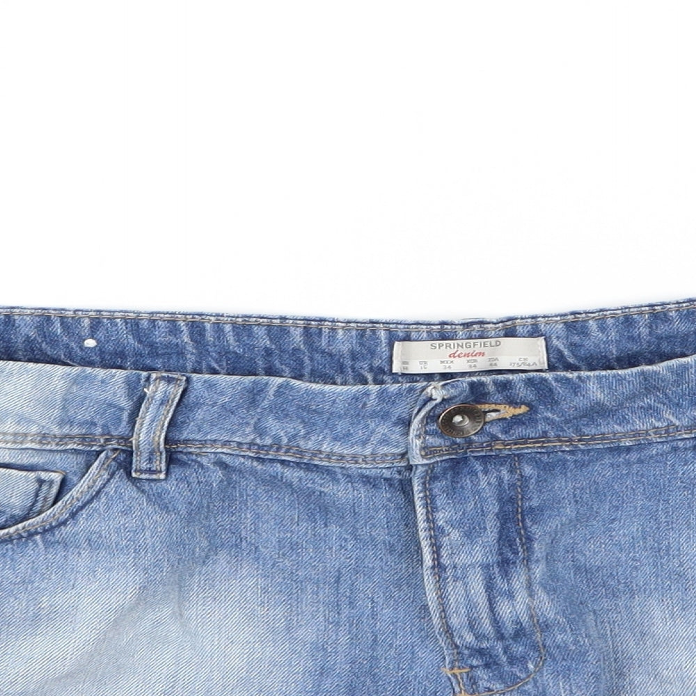 Springfield Womens Blue  Denim Chino Shorts Size 16