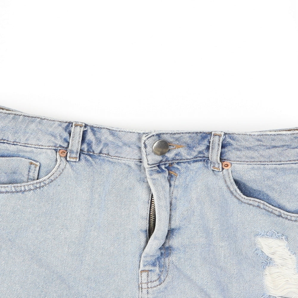ASOS Womens Blue  Denim Mom Shorts Size 12 - Distressed