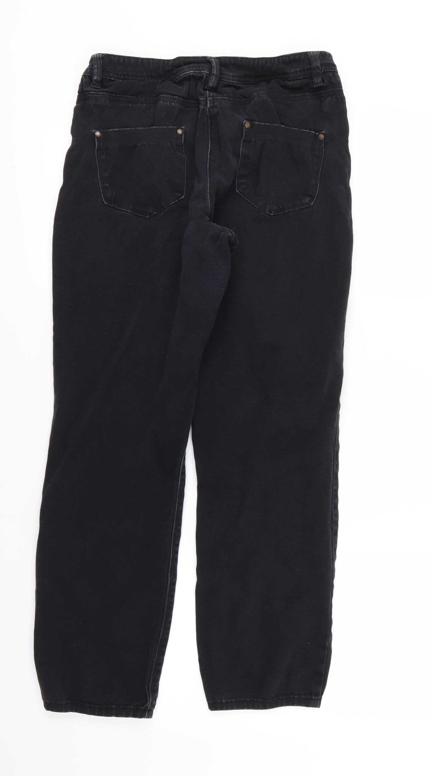 M&Co Womens Black  Denim Straight Jeans Size 10 L27 in