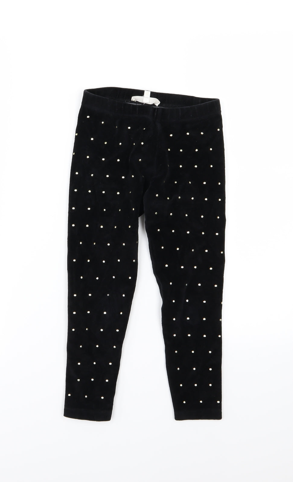 Julien Macdonald Girls Black Polka Dot Velour Jegging Trousers Size 7-8 Years