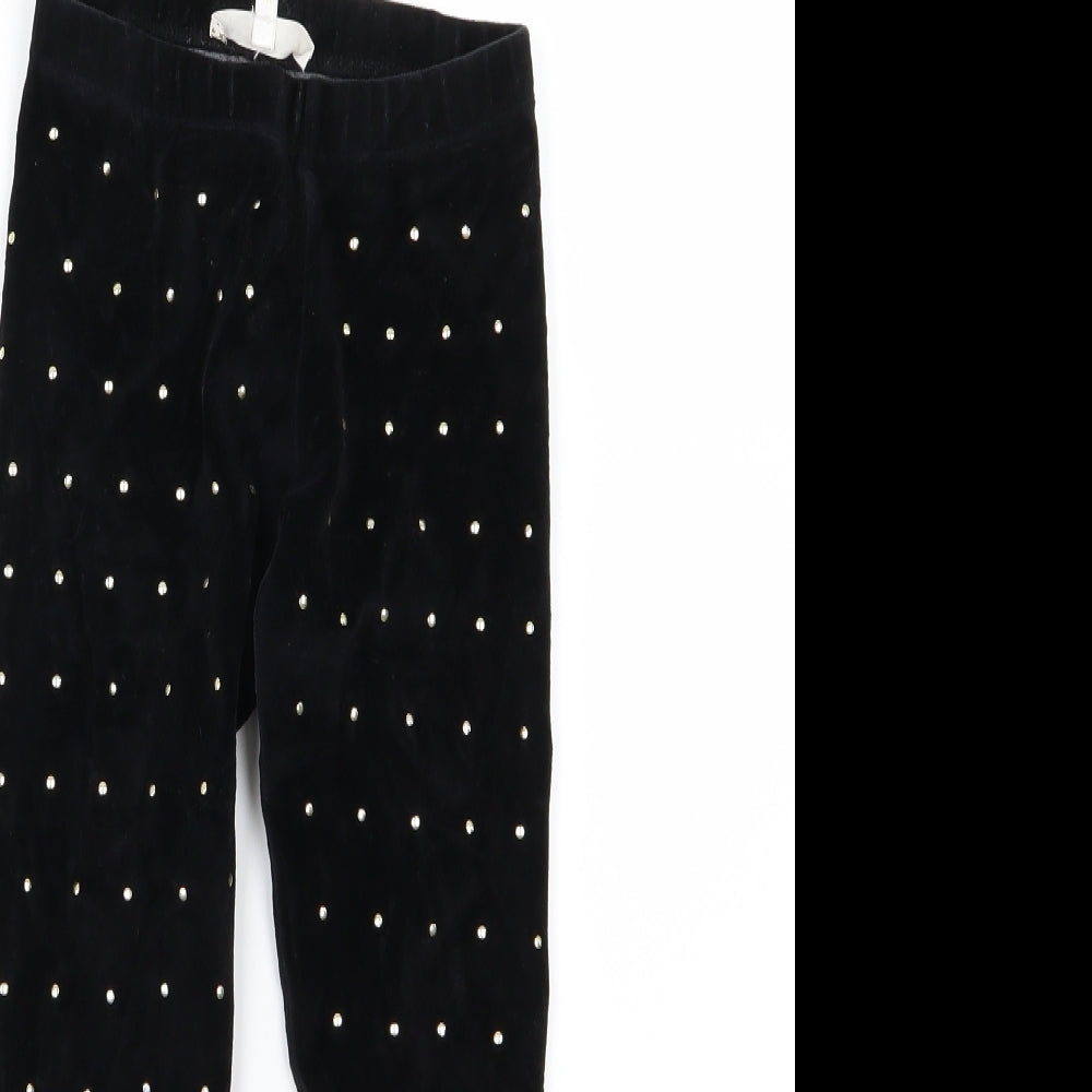 Julien Macdonald Girls Black Polka Dot Velour Jegging Trousers Size 7-8 Years